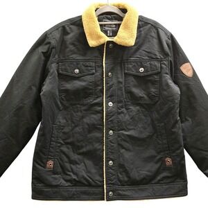 Canvas Trucker Outdoor Jacket Coat Mens‎ Sherpa Lined Black L Streetwear